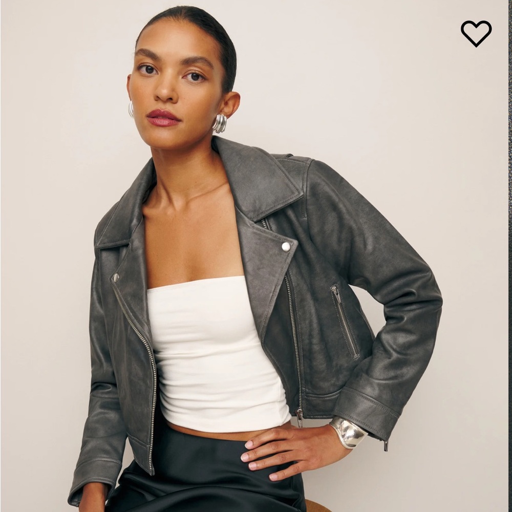 Reformation Veda Hoyt leather jacket, size S